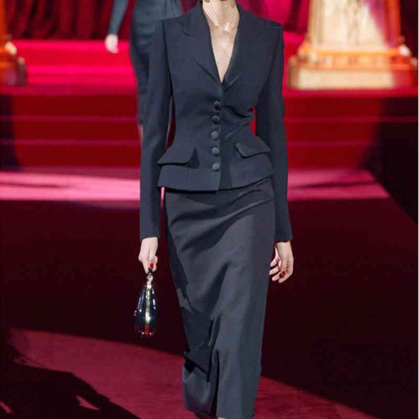 

style sleeve v-cleavage half skirt of women quality pieces, Black