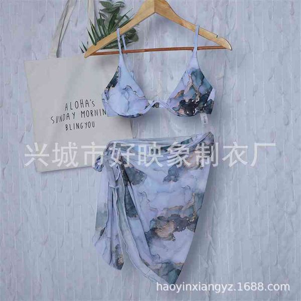 

solid fashion trend conservative stone bikini three piece set, White;black