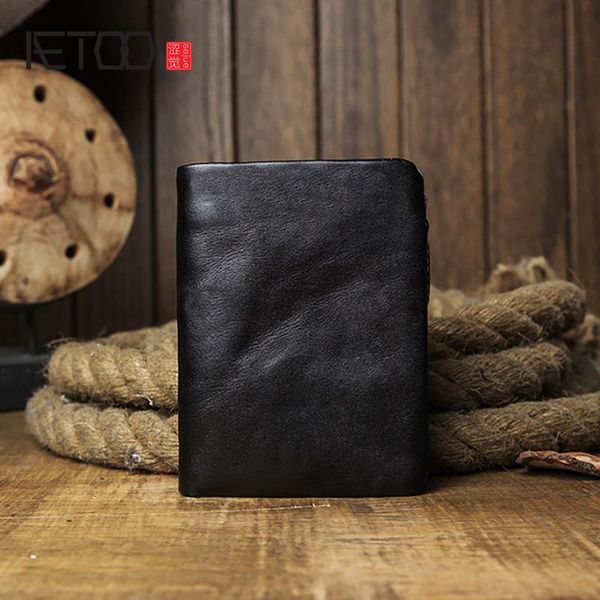 

men's short leather wallet, casual zipper personalized soft simple wallet wallets, Red;black