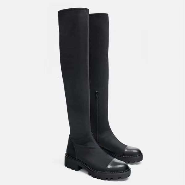 

boots single bottoms elastic force head thickness lower side high, Black