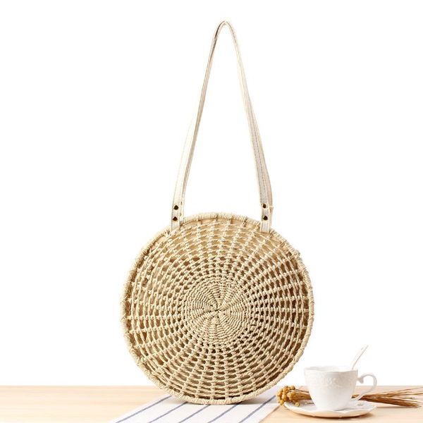 

evening bags hollow shoulder woven beach straw round bag cake women's handbags