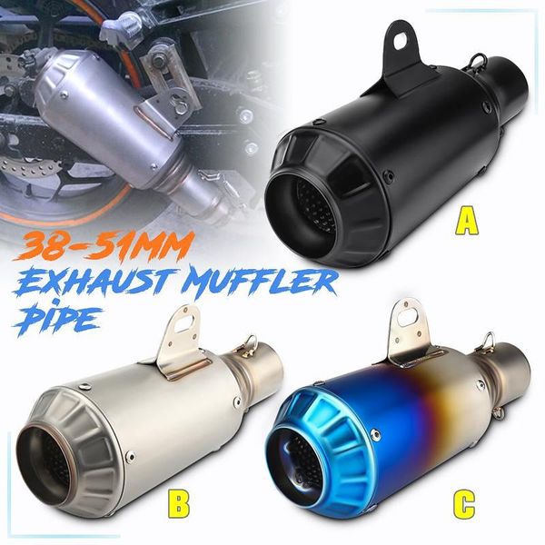 

motorcycle exhaust system 38-51mm muffler rear tail pipe modified outlet stainless steel scooter styling accessories black