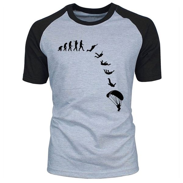 

new fashion men t-shirt go skydiving evolution brand clothing casual funny print streetwear raglan short sleeve t shirt 210409, White;black