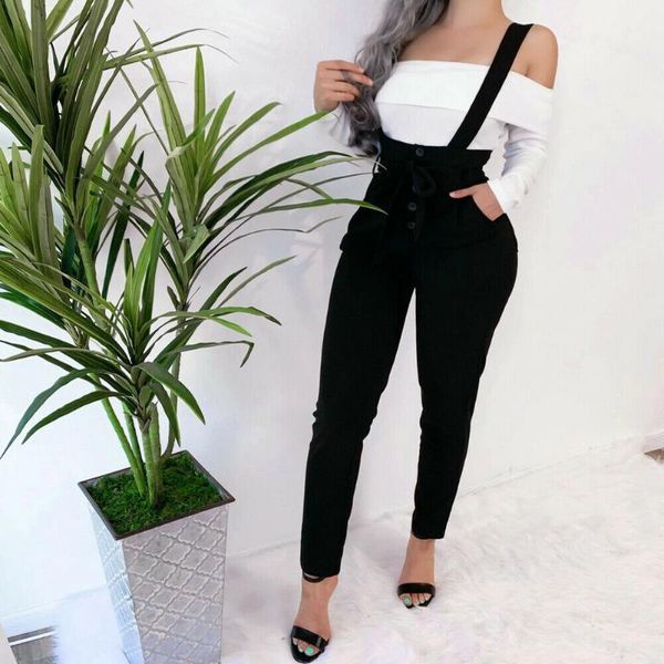 

women's jumpsuits & rompers jumpsuit with for women romper bare back tight strap playsuit pants summer casual ankle-length, Black;white