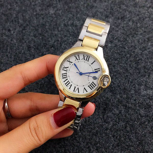 

watches women brand girl roman numerals style metal steel band quartz luxury wrist watch ca01, Slivery;golden