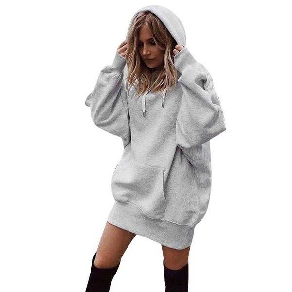 

women's hoodies & sweatshirts hamsgend clothing crew neck autumn women casual cotton blend solid long sleeve hoodie dress sweatshirt, Black