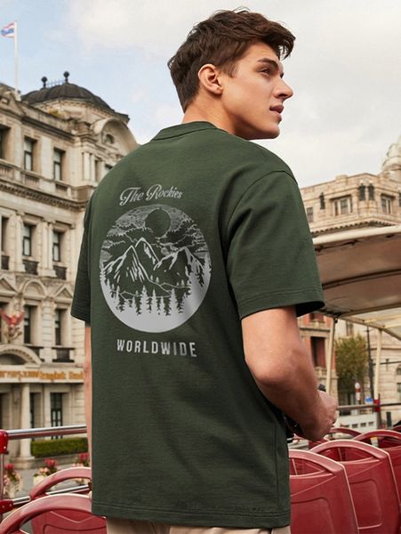 

men mountain & letter graphic tee y3aq#, White;black