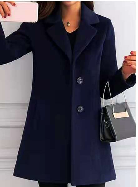 

slim lapel fashion women's casual wool coat, Black;brown