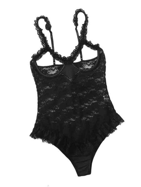 

fashion designer luxury set underwear lace perspective hollowed out seductive pajamas s0120, Black;white