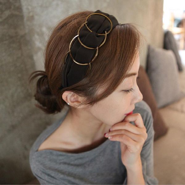 

fashion circular wide edge hair band for women fabric handmade luxury bowknot1