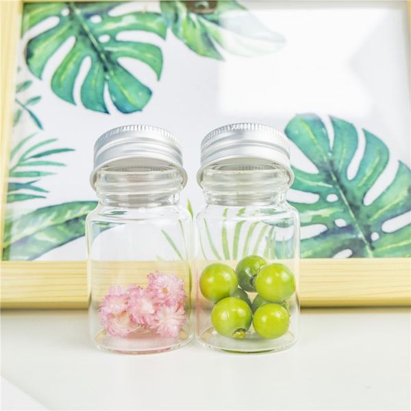 

storage bottles & jars clear 40ml silvery grey aluminum lid small glass container candy pot wishing vial 24pcs refillable sub b