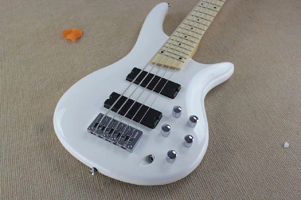 

brand banjo classic white sandwich active pickups neck electric bass guitar