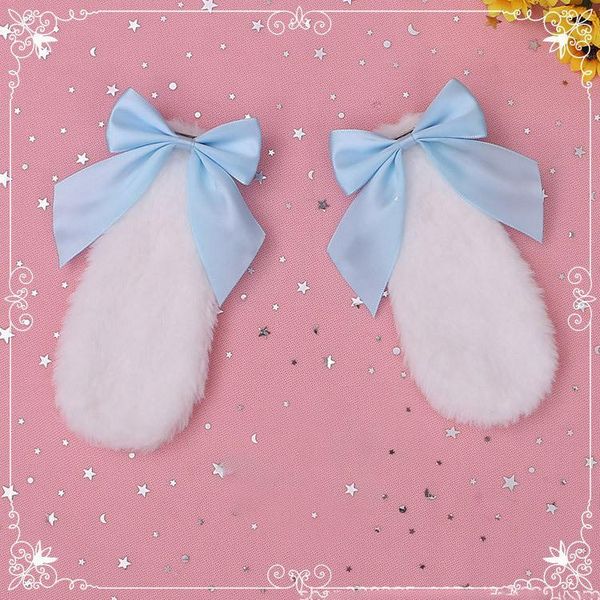 

hair accessories pure hand-made plush ears lolita headdress bow bands clips, Slivery;white