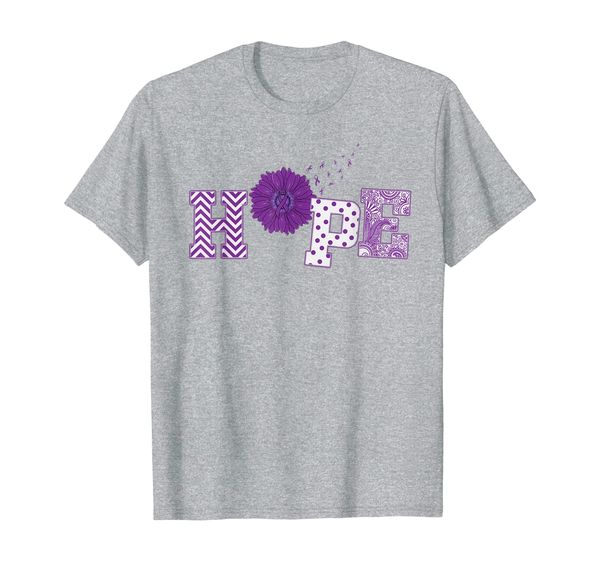 

hope sunflower purple ribbon alzheimer's awareness gifts t-shirt, White;black
