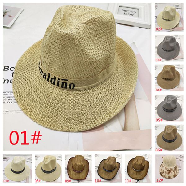 

wide brim hat man summer cowboy sunscreen straw unshade the elderly outdoor hats suitable for spring, Blue;gray