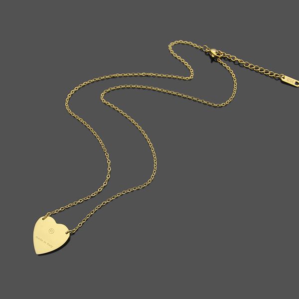 

not faded stainless steel simple heart pendant necklaces silver rose colors gold plated classic style logo printed women designer jewelry