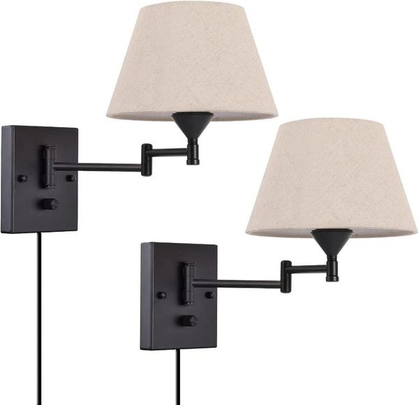 

wall lamp 2 lamps (adjustable rocker arm with power cord plug) bedroom curtain
