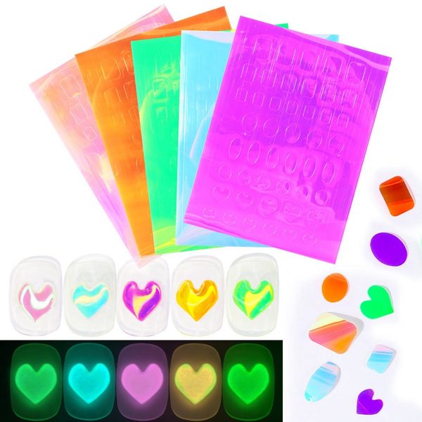 

luminous effect 3d mermaid stickers colorful design hallowee nail art shinning nails arts sticker glitter decoration manicures tips tool 127, Black