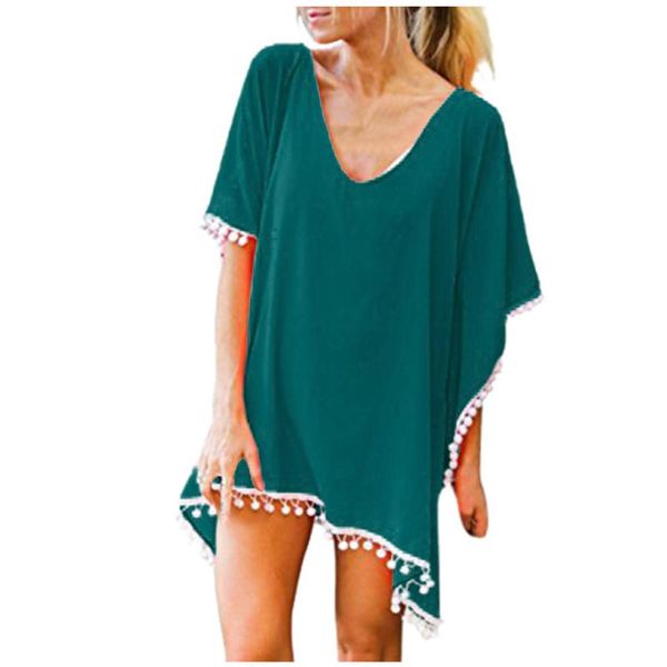 

summer women bikini cover up crochet tassel swimsuit cover-ups bathing suit beachwear tunic beach dress loose women's swimwear, White;black