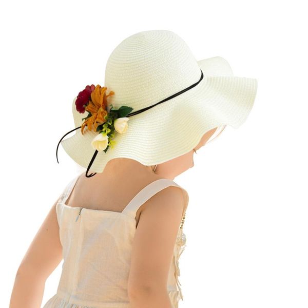 

summer straw baby hat fashion bow flower children panama kids bucket sun protection fisherman cap caps & hats, Yellow