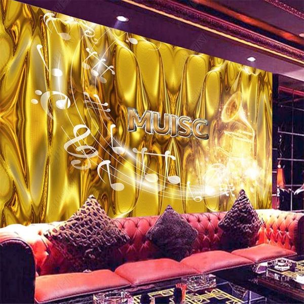 

golden streamer song ktv bar music background wall living style wallpaper