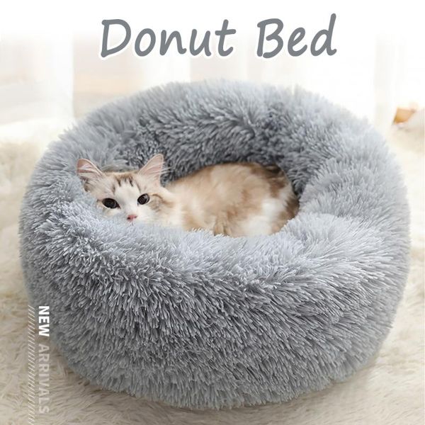 

cat beds & furniture donuts round house soft long plush dogs sleeping basket bed fluffy cushion mat pet sofa
