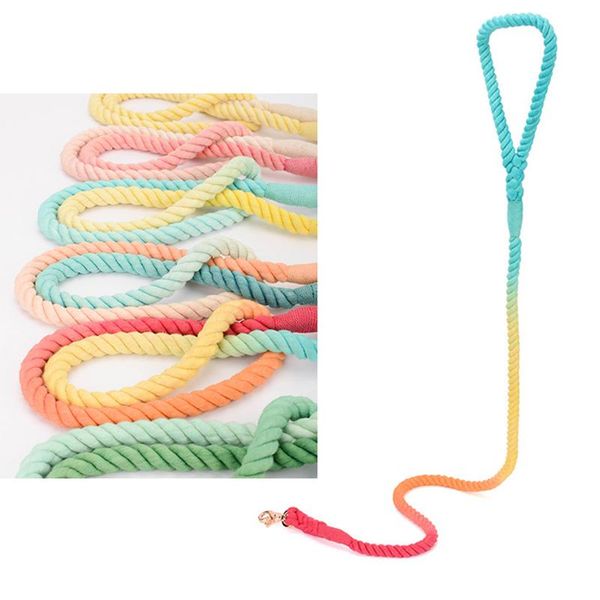 

dog leash round cotton dogs lead rope colorful pet long leashes belt outdoor walking training leads ropes collars &