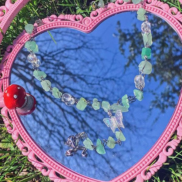 

chains crystal drop love potion rose necklace, fairy core witch, Silver