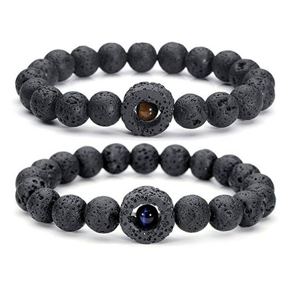 

circle lava 6mm tiger eye stone 10mm black beads diy essential oil diffuser bracelet lover strand jewelry beaded, strands