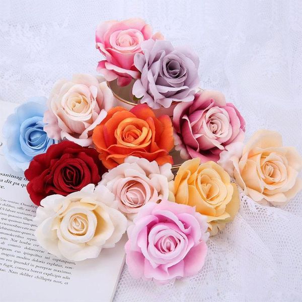 

high simulation rose flower head silk diy wedding wall decoration background m4d2 decorative flowers & wreaths