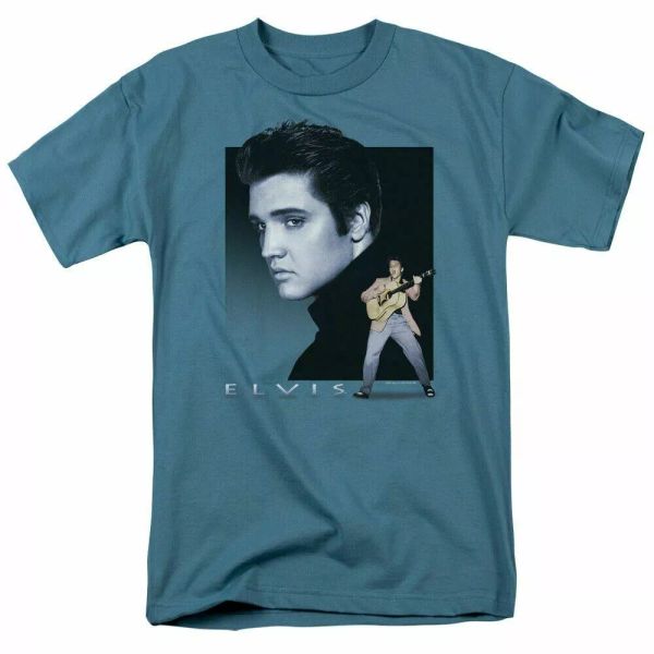 

elvis presley blue rocker t shirt mens licensed the king tee slate, White;black