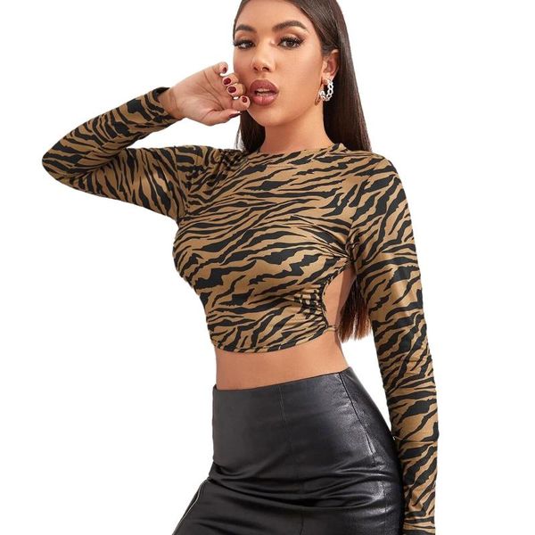 

women's t-shirt 2021 autumn and winter european american halter lace-up long-sleeved women, White