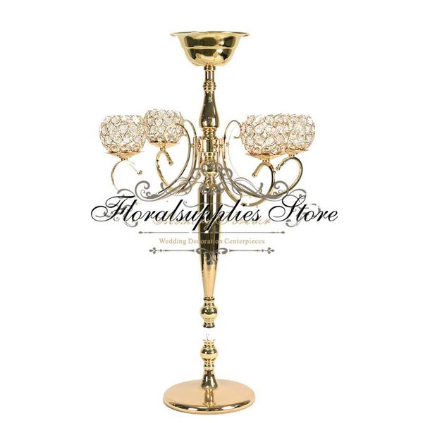 

wedding crystal candelabra metal candle holder with flower bowl tall candlestick decoration table centerpiece stand vase party