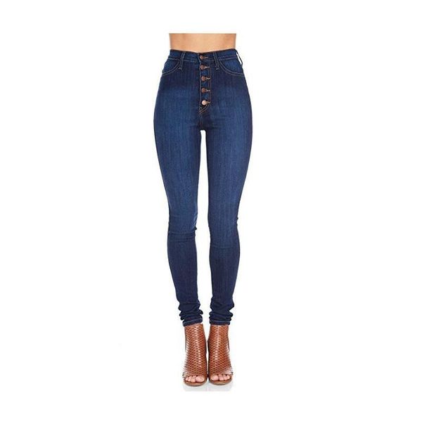 

spring and autumn fashion casual jeans women pencil pants high waist slim elastic skinny plus size women's, Blue