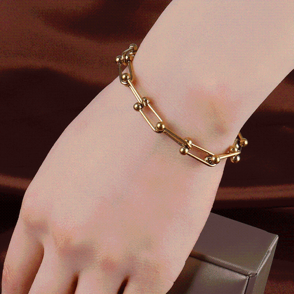 

link, chain stainless steel bracelet for women u bracelets fashion chunky boho jewelry gift, Black