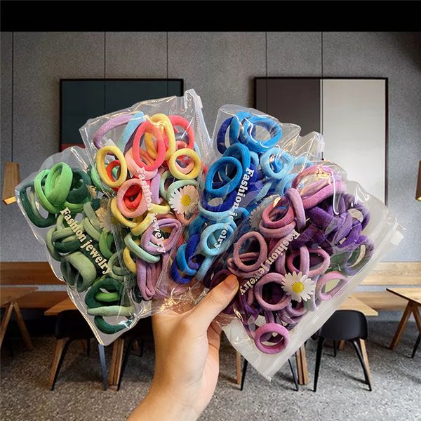 

50 pieces of small daisy package nylon hairring color towel ring simple fashion headband female hair accessories hair rope