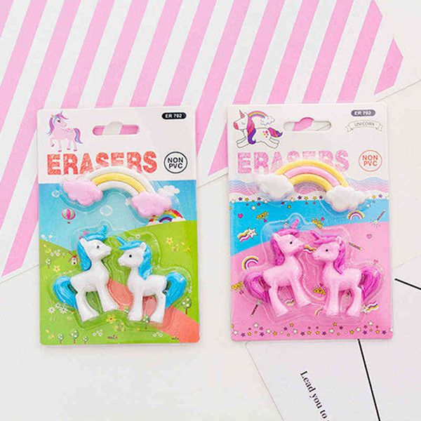 

lovely rainbow unicorn eraser set rubber set student stationery school suppli