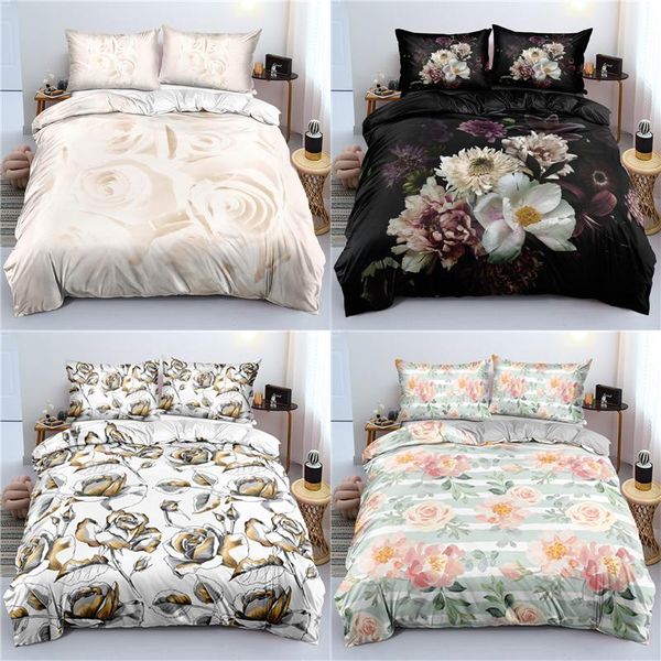 

bedding sets 3d flower-2 duvet cover pillowcases 2-3pcs single twin full  king size home textiles all seasons used