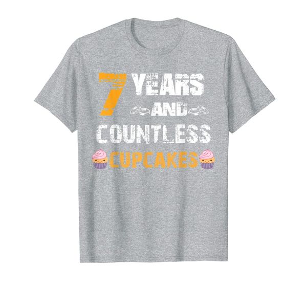 

funny 7th wedding anniversary with cupcakes gift for bakers t-shirt, White;black