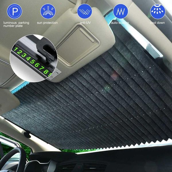 

65/70/80cm retractable car sun shade protector auto front window sunshade covers windshield protection