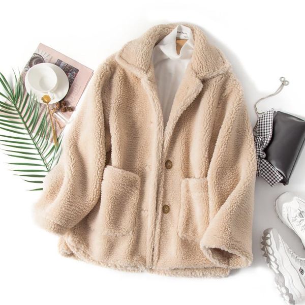 

women's wool & blends tide winter short knit cardigan single-breasted beige thick warm leisure commute woolen coat jacket clothing c78, Black