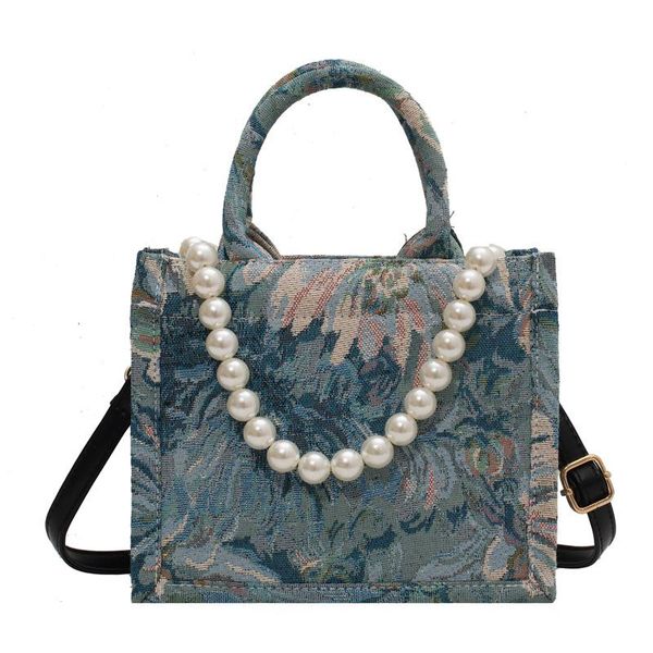 

evening bags pearl floral canvas large shoulder for women 2021 designer female luxury handbag trend quality retro tote bag crossbody