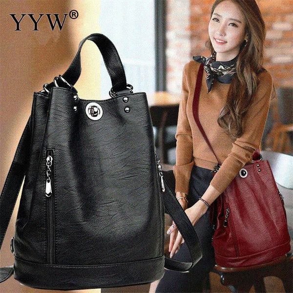 

backpacks for ladies women handbags 2021 solid goat skin leather handbag backpack travel bags brand mochila mujer style