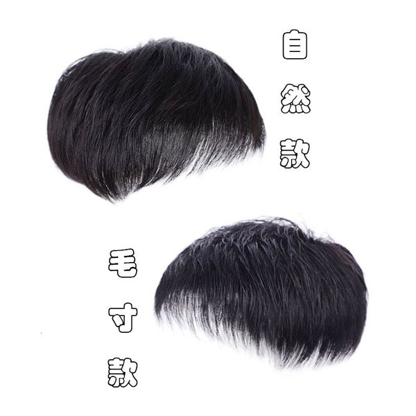 

men's wig full real middle aged covering white hair patch, Black