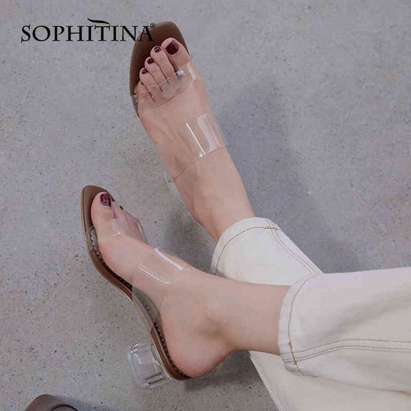 

sophitina ladies slippers high-heeled outdoor crystal heel summer open-toed shoes tpr fashion daily women's shoes wild ao659 210513, Black