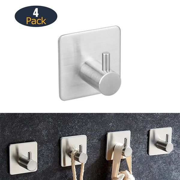 

bathroom 3m self adhesive stainless steel hooks for hanging wall hanger key bag clothes coat holder kitchen towel hook 4pcs/lot & rails