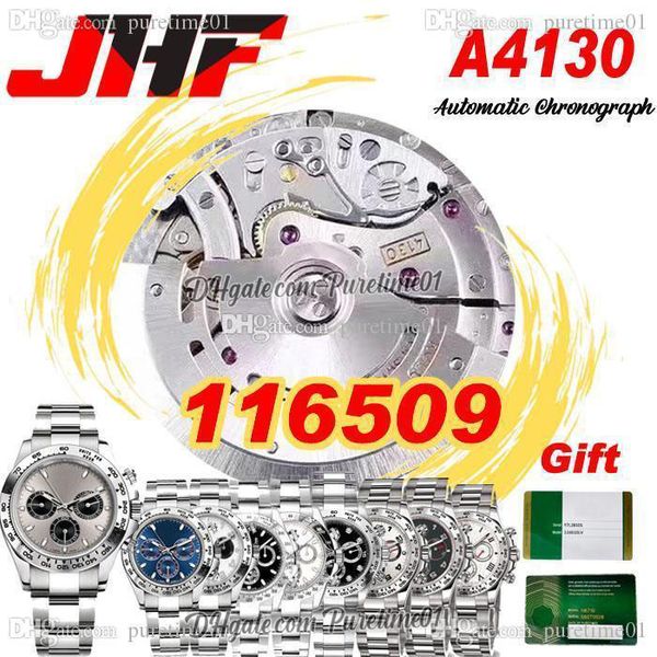

jhf a4130 automatic chronograph mens watch gray black dial stick markers stainless steel bracelet same serials warranty card super edition w, Slivery;brown