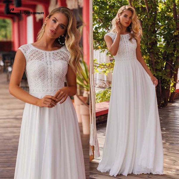 

other wedding dresses 2021 simple beach dress lace robe mariage chiffon boho bridal receipt open back vestido de novia, White