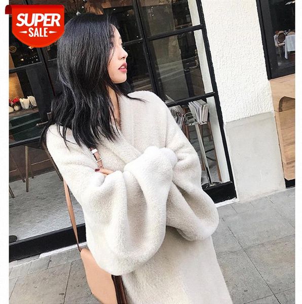 

super soft and glutinous fur-like knitted long woolen coat, bathrobe #tk3h, Black