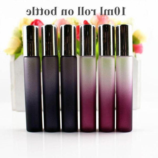

storage bottles & jars 50pcs/lot 10ml roll on glass bottle black / purple thin roll-on vials 10cc essential oil roller perfumes sample